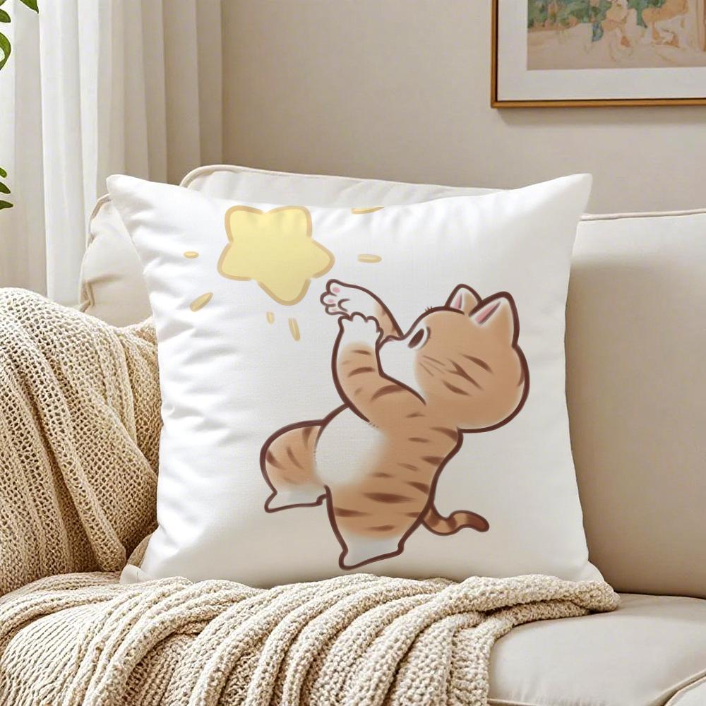 Cute Cat Athlete Childlike Heart Cushion Cover Pillowcase Antidustmite living Room Sofa Decor Cushion Room