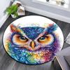 Colorful Owl Round Area Rug,Carpet Rug for Living Room Bedroom Sofa Playroom Decor,Non-slip Floor Mat
