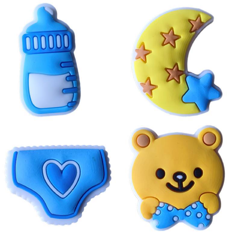 Blue Cartoon PVC Shoe Buckle: Cute Detachable Ornament for Hole Shoes