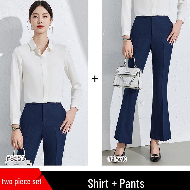 Women's Black Professional Shirt with Hidden Placket - Spring/Autumn Style