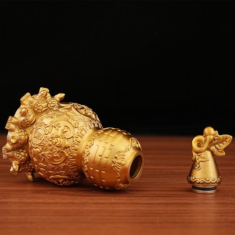 Brass Nine-Turtle Copper Gourd Bagua Desktop Decoration Ornament