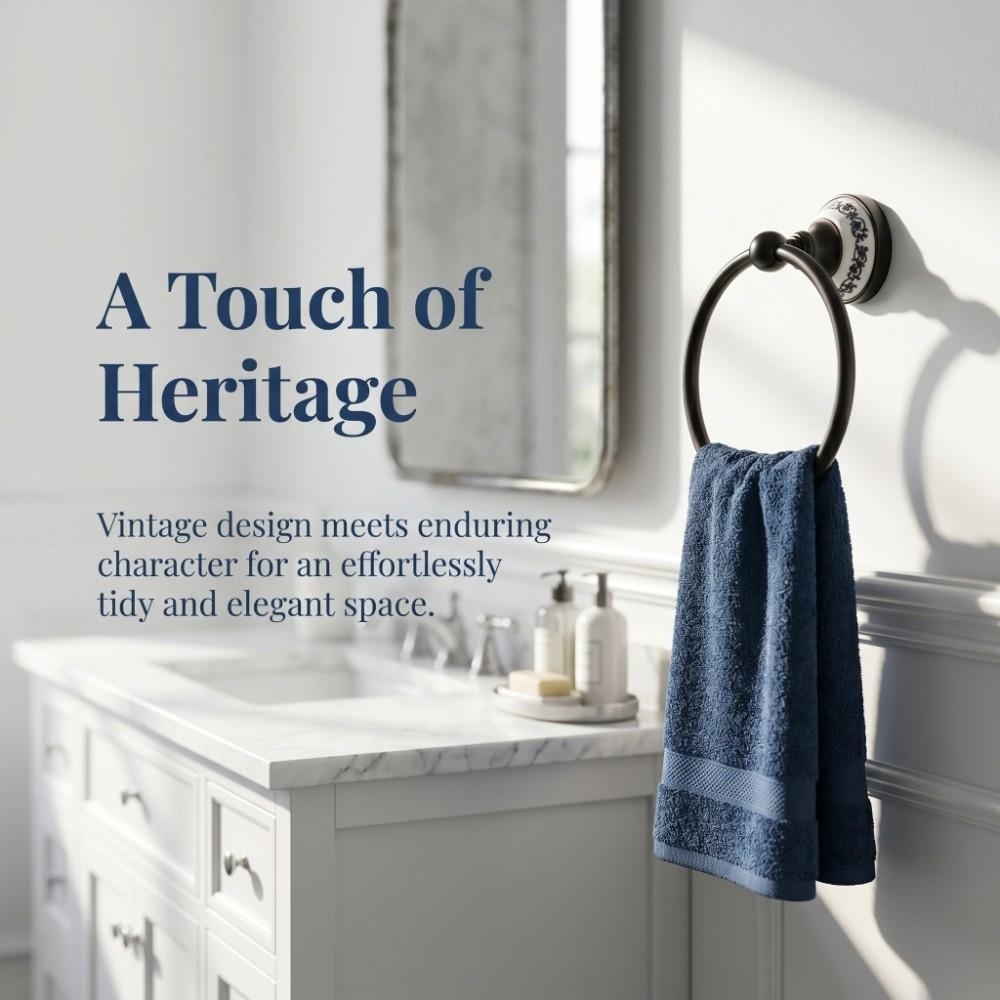 Black Towel Ring Brass Towel Rack Durable Towel Holder Space Saving