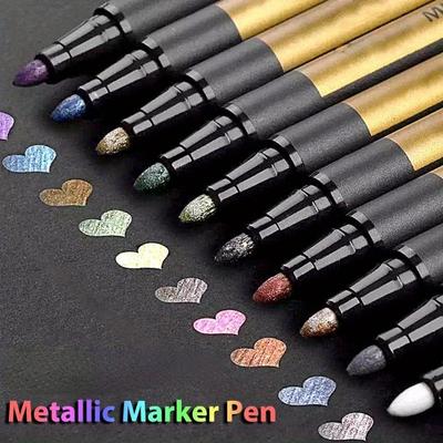 1Set Couleurs Stylo Métallique Manga Écriture Permanente Art Marqueurs Acryliques pour Pierres Patinage Papier Mur en Verre Dessin