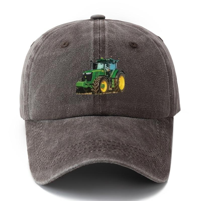 Printed tractor baseball cap men's outdoor camping vacation casual curved brim hat retro duckbill cap dad truck driver hat