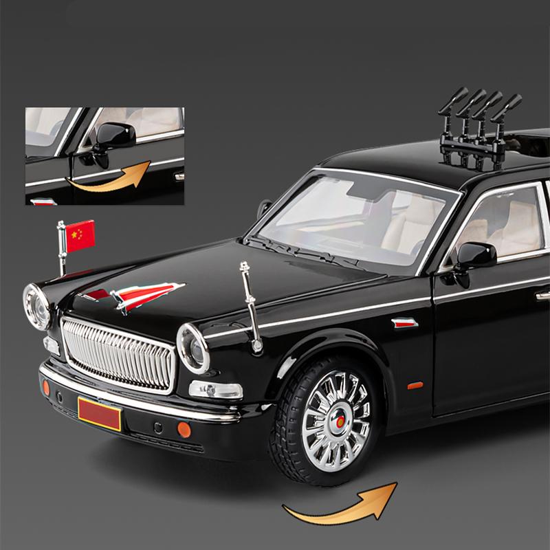 1/24 Hongqi L5 Alloy Limousine Luxy Car Model Diecasts Metal Parade Vehicles Car Model Simulation Sound And Light Kids Toys Gift