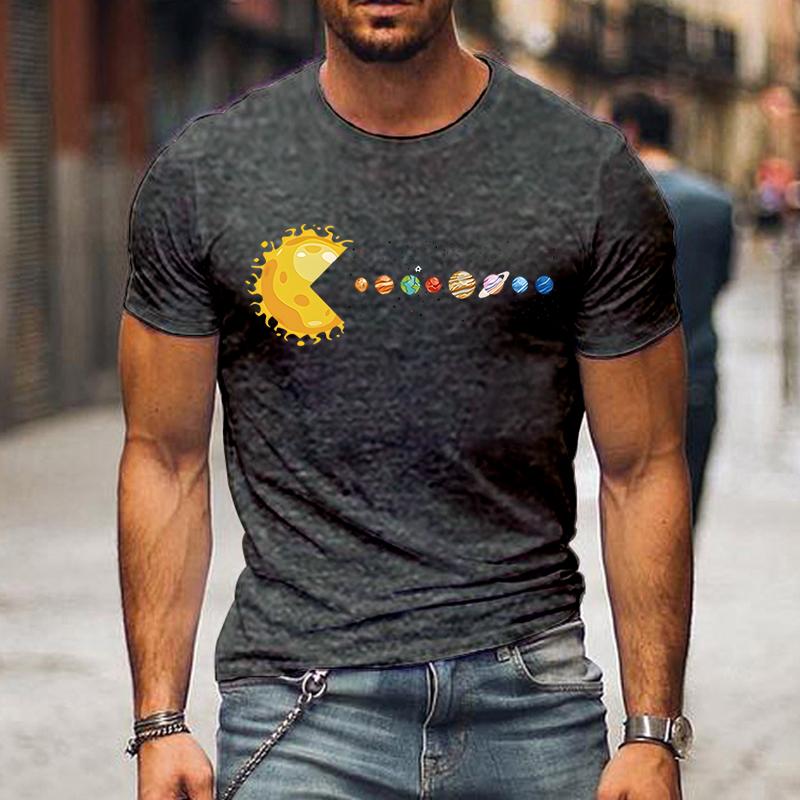 Solar System Funny Planet Sun and Astrology T-shirt Herr Kortärmad T-shirt för Herr Street Shirts Toppar Oversized Herr Tee Shirt