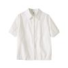 Net version short-sleeved shirt 2025 simple Korean version of fashion lapel single-breasted splicing versatile loose casual shirt women
