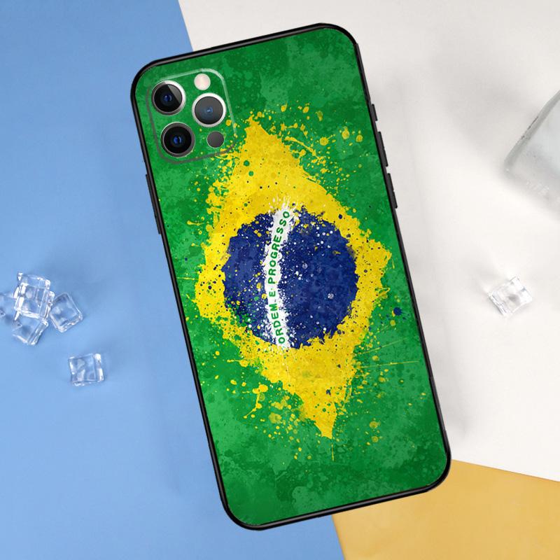 Brazil Brazilian Flag Phone Case For iPhone 16 15 13 11 12 14 Pro Max Mini X XR XS Max Plus Soft Cover