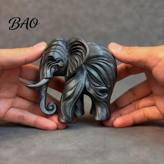 Cute Elephant Statue 3D Printed Figurine, One-Piece Molding, Simulated Printing Figurine Model, Desktop Ornament for Home, Bookshelf Decoration Unique