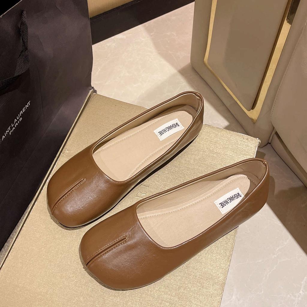 Soft leather soft-soled single shoes women's flat-soled 2025 new Korean version of versatile fashion casual one-pedal lazy Doudou shoes