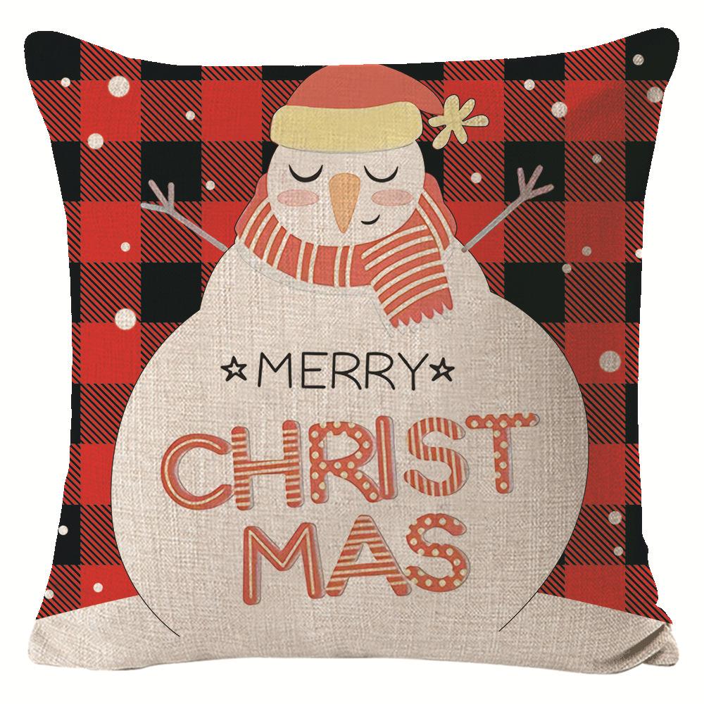 New Snowman Pillow Cover Christmas Print Decorative Cushion Cover Bedside Sofa Linen Pillow