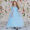 Off-Shoulder Princess Dress with Long Cape for European & American Girls - Fluffy Yarn Catwalk Costume
