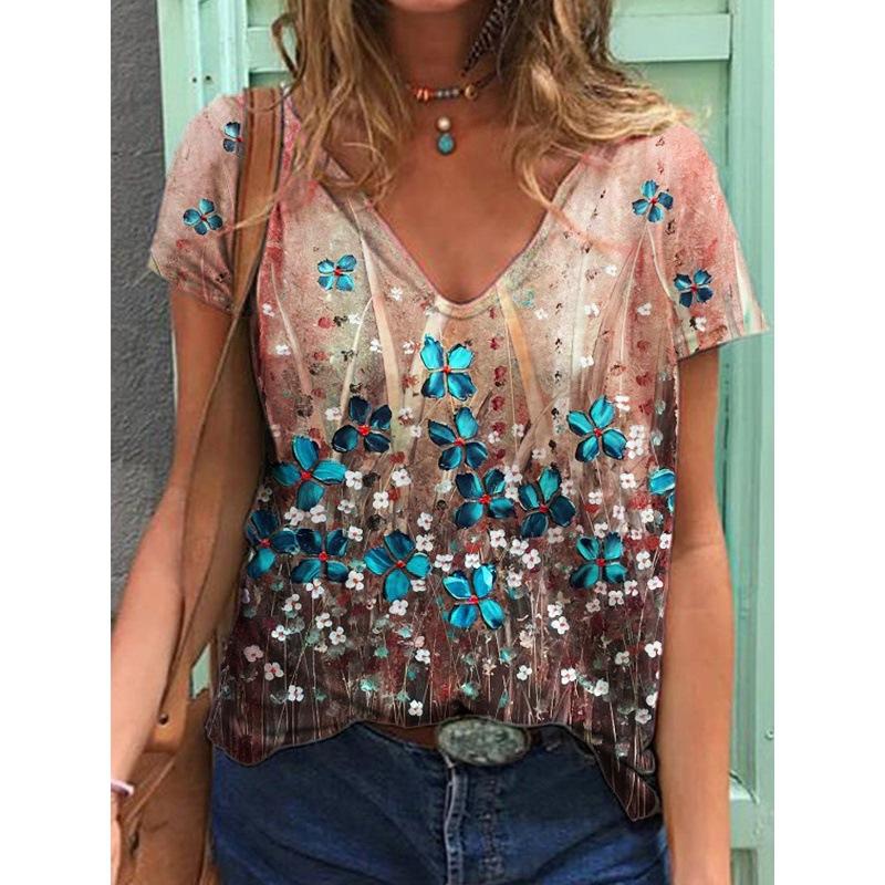 Women's 3D Printed Short Sleeved T-shirt for Summer New Women's T-shirt