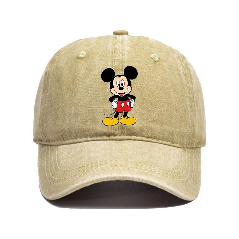 Retro Washed Mickey Mouse Print Baseball Cap Men Women Vintage Kpop Snapback Cap Adjustable Breathable Trucker Hat Sunscreen Hat