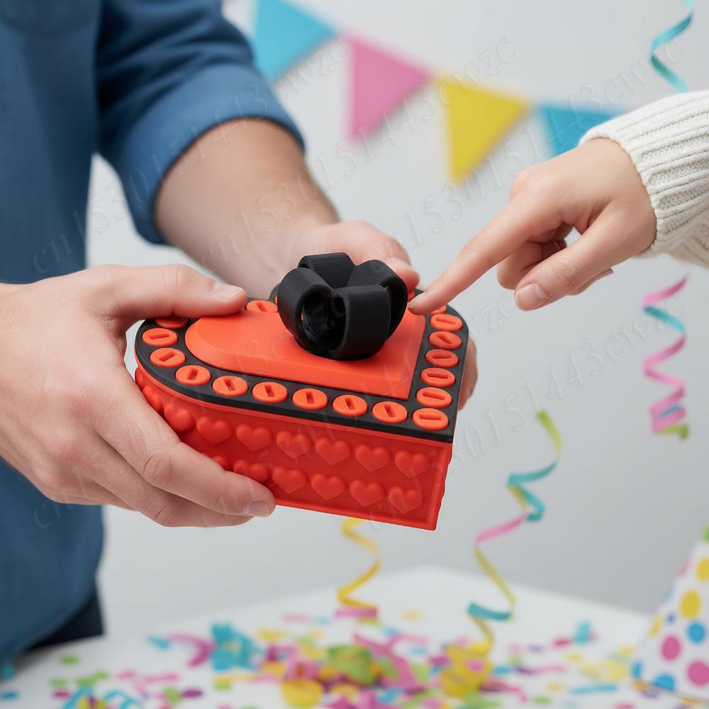 Annoying Nested Screw Gift Box Reusable Multicolor 3D Printed Valentines Heart Shaped Prank Box for Christmas,Birthday Gifts Box