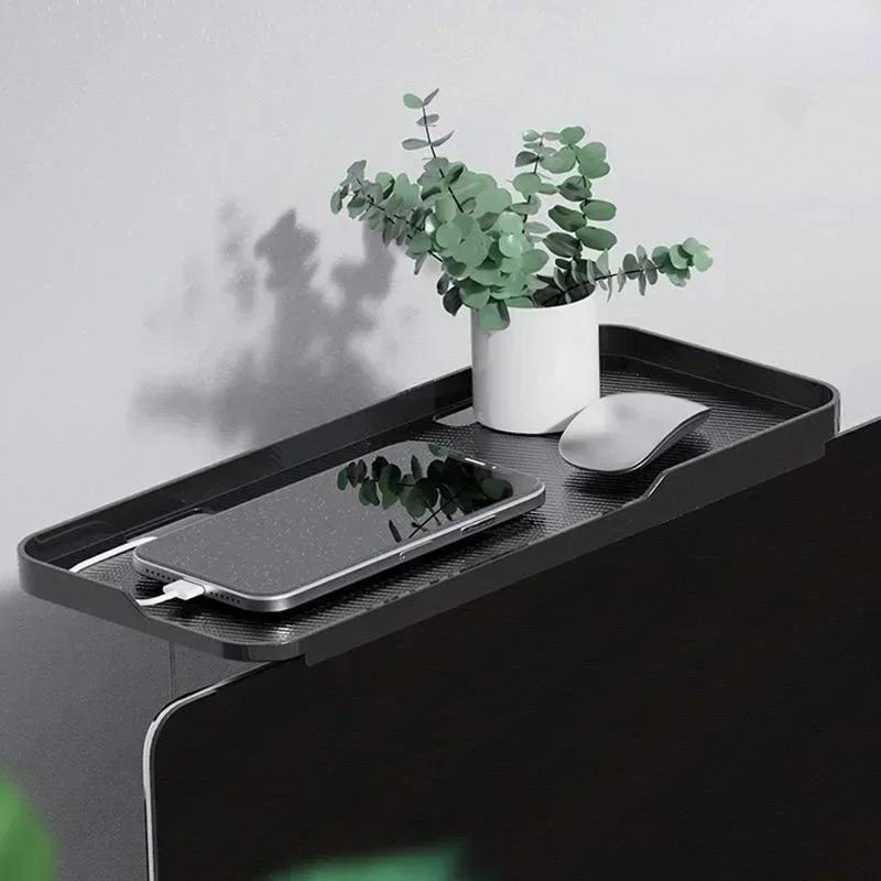 რეგულირებადი დასაკეცი მაგიდის სადგამი ტელევიზორის ეკრანისთვის, კომპიუტერის მონიტორისთვის, როუტერისთვის, სეტ-ტოპ ბოქსისთვის, პლეერისთვის, საოფისე/სახლის საცავი თარო-ორგანიზატორი