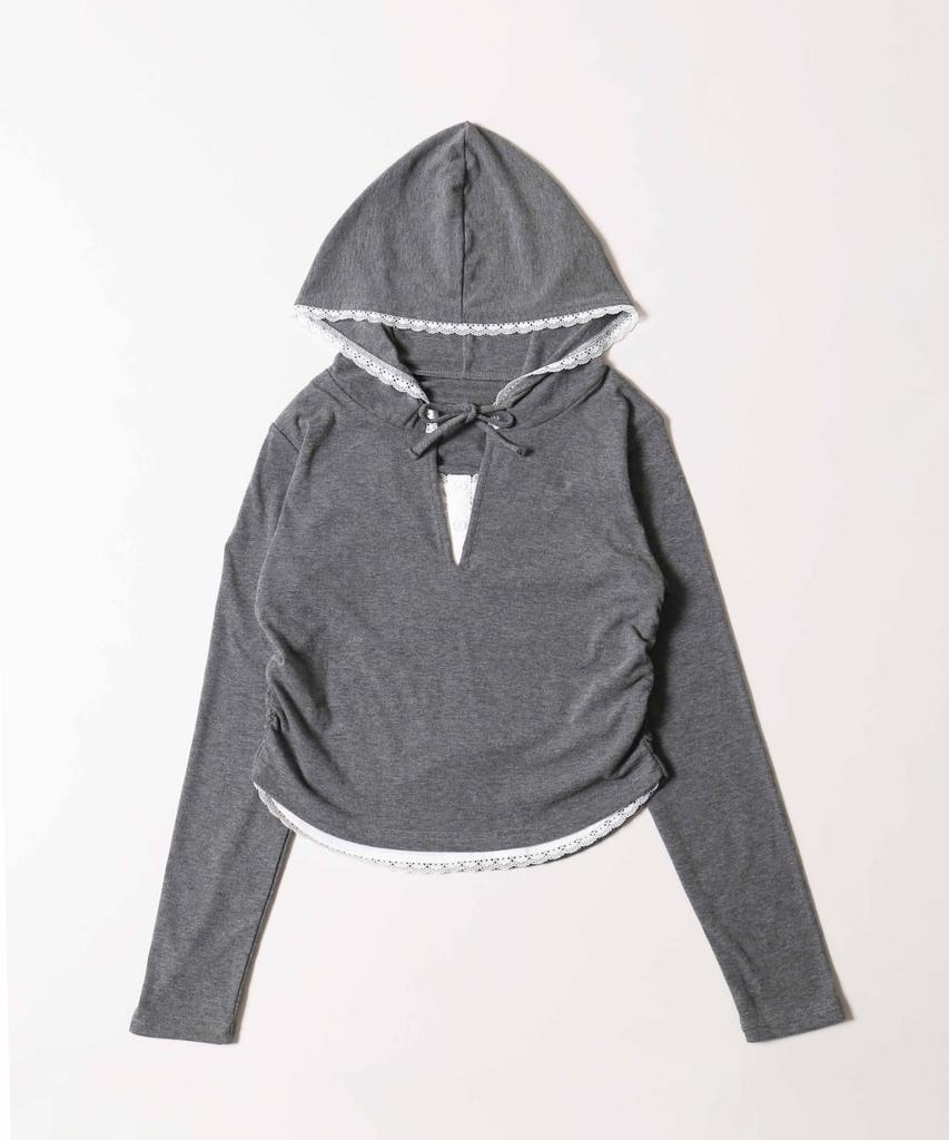WEGO PHILLY Faux Layered Cut Gray Hoodie, Women's,