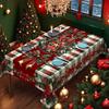 One Christmas tablecloth with red and green checkered pattern for festive dining table decoration, featuring holly and bows.zyc