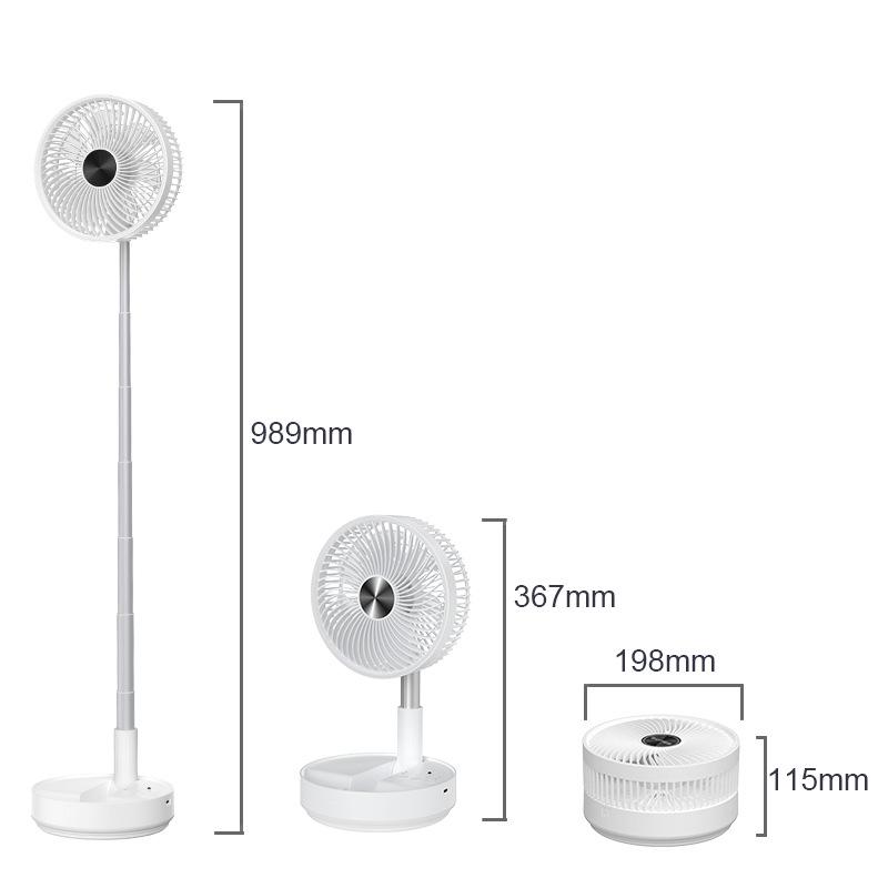 8-Inch Portable Folding Fan with Timer, Telescopic Swivel Head, USB Charging, Remote Control, for Household or Bedside Use.