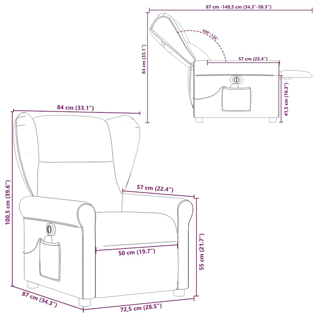 Electric Massage Chair Dark Brown Fabric