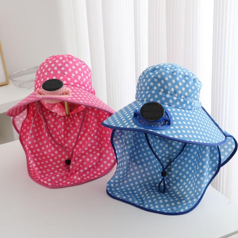 Sun hat Summer tea picking Solar charging fan Sun protection hat Women's face protection UV protection Sun hat Children