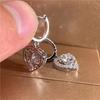 Hollow Heart Halo Round Center Stone Dangle Leverback Earrings Women Drop Ear Jewelry