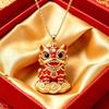 Guanyin Lion Dance Jade Rabbit Mandarin Ducks Pendant Necklace Chinese Modern Aesthetic Jewelry Fashion Gift