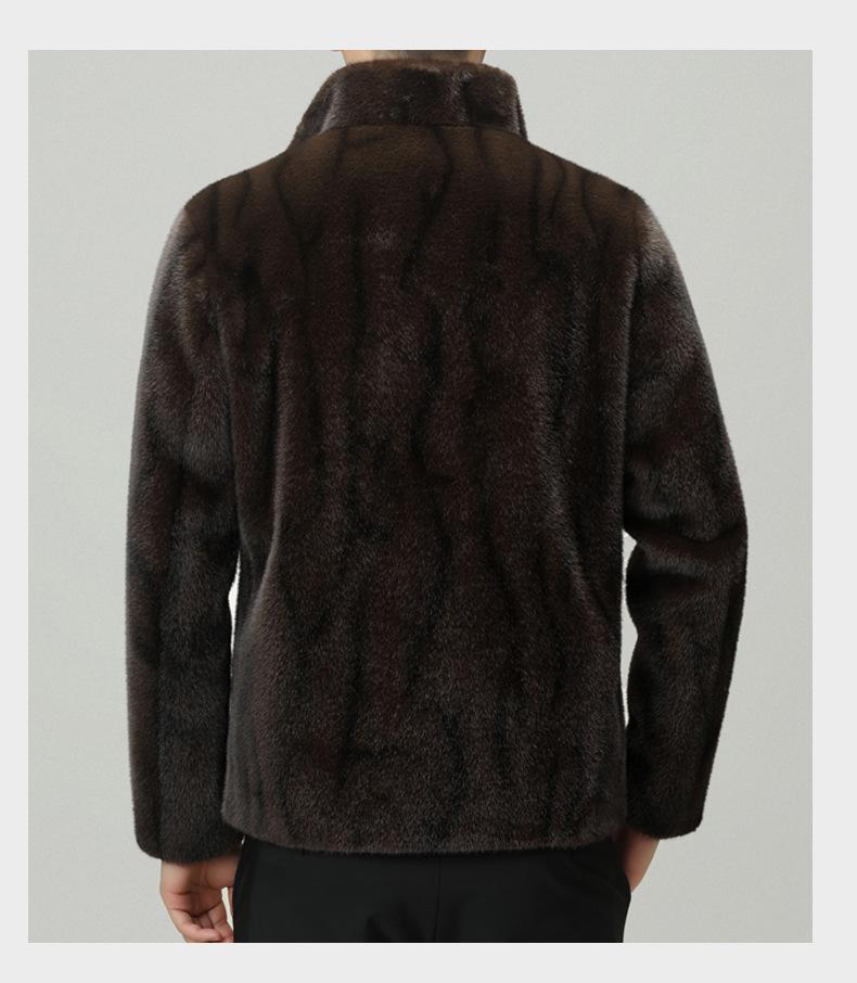 Men's Golden Mink Velvet Winter Coat 2025: Middle-Aged Fashion, Casual Warm Fleece Jacket, Loose Fit Outerwear
