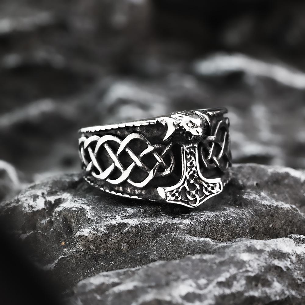 Retro Viking Thor Hammer Stainless Steel Men's Ring