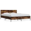 Bed Frame Smoked Oak 150x200 cm Wood Based Material and Metal