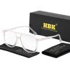 HBK Retro Simple Unisex Anti Blue Light Glasses Personalized Flat Double Bridge Frame Design Glasses Frame Ideal for Gifts