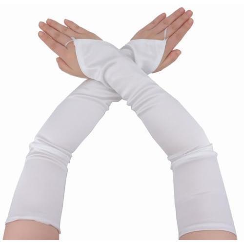 Meier New fingerless gloves - 1920s style satin stretch elbow length белый