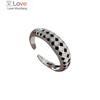 S925 Sterling Silver Checkerboard Ring Female Niche Design Light Luxury Fashion Personality  New High -Level Sense