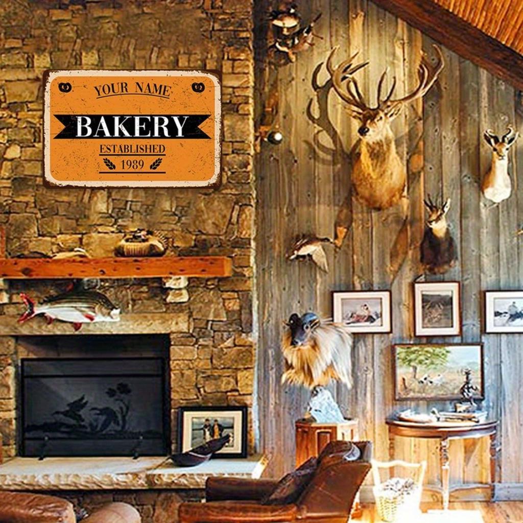 Personalized Custom Name Metal Bakery Sign Kitchen Wall Decor Distressed Vintage Look