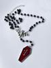 Dark Y2k Goth Bat Cross Beaded Necklace With Alloy Chain For Fashion Lovers