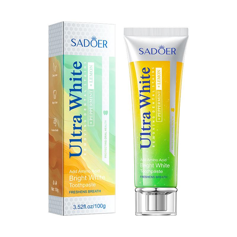 Lemon mint brightening white toothpaste SADOER cleaning tartar toothpaste