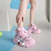Fashion Summer Shiny Sequins Chunky Platform Sneakers Women Breathable Lace Up Height Increase Shoes Woman Fashion Cute Pink Sneakers
