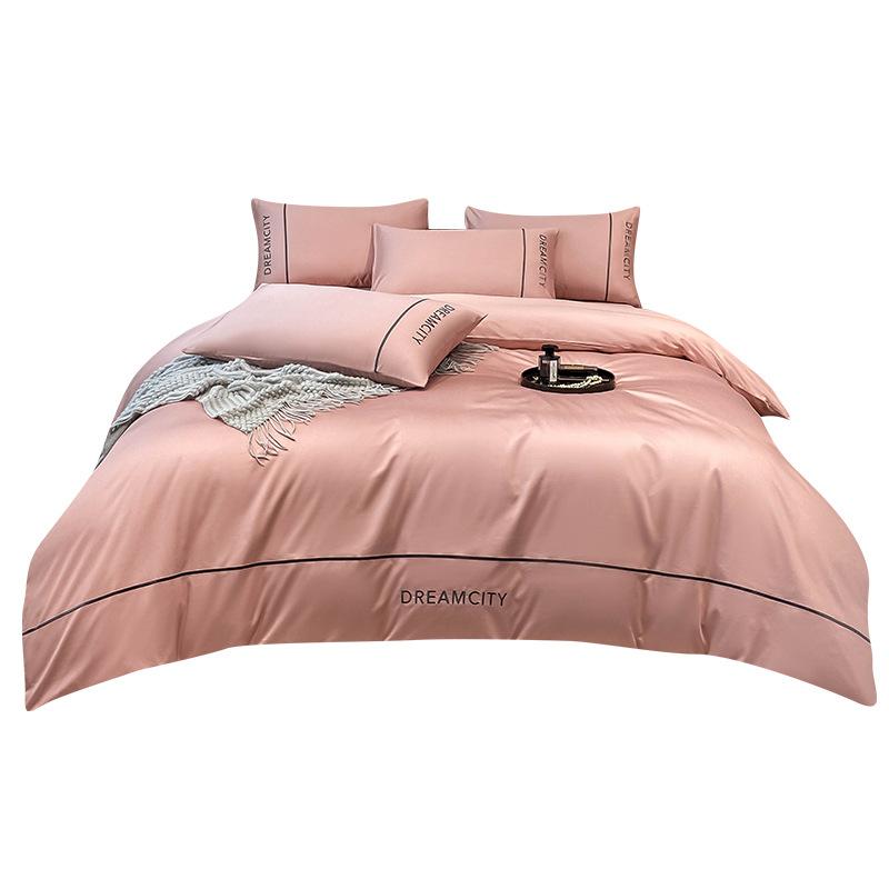 Light Luxury Class A Maternal And Infant Grade Cotton Long-Staple Cotton Four-Piece Set Pure Cotton Embroidered Bed Sheet Mattress Quilt Cover Bedding