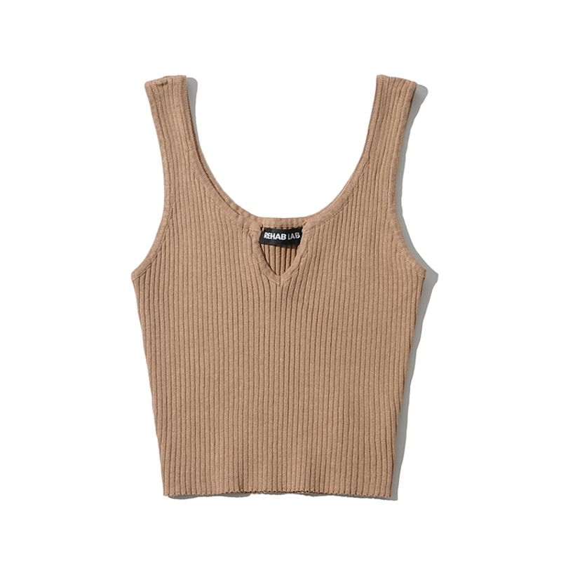 Za2025 Summer New Women clothes Sexy Stretch Slim fit Solid Small V-neck Sleeveless Short Navel Knit vest