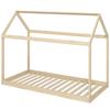Single Bed Frame, House Scandinavian Wooden Bed Frame for 90W x 190Dcm Mattress, Pine Wood Bed Base, Natural Wood Finish