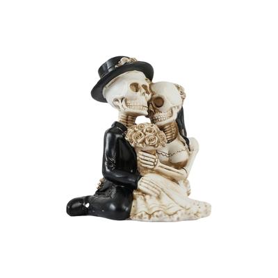 Figurka Pary Szkieletów - Romantyczna Gotycka Dekoracja Halloweenowa Statua Żywiczna do Domu, Biurka, Ogrodu, Imprezy i Dnia Zmarłych