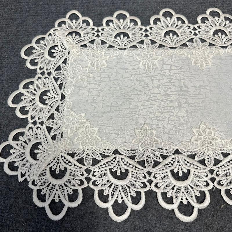 Lace Embroidery Table Cloth Beautiful Hollow Pattern Coffee Cup Mat White Dining-table Decoration