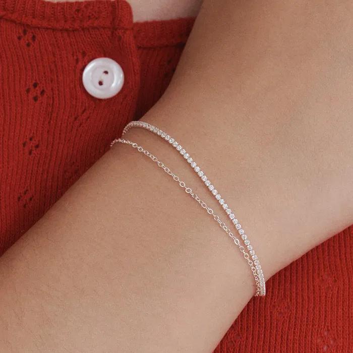 Slim Two-Line Tennis Bracelet. BB1576