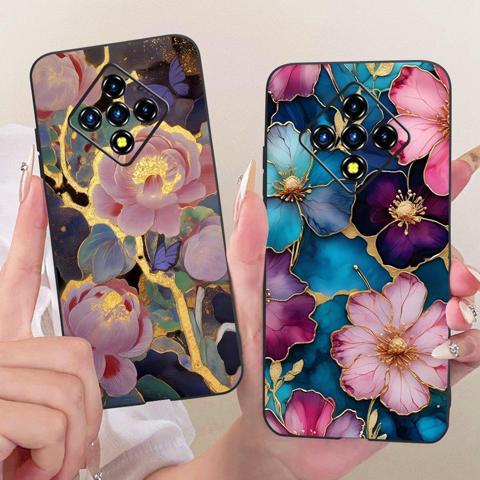 For Infinix Zero 8 8i X687 X687B Cute Flower Butterfly Cat Painted Case For Infinix Zero8 Zero8i Black Silicone Soft Phone Cases