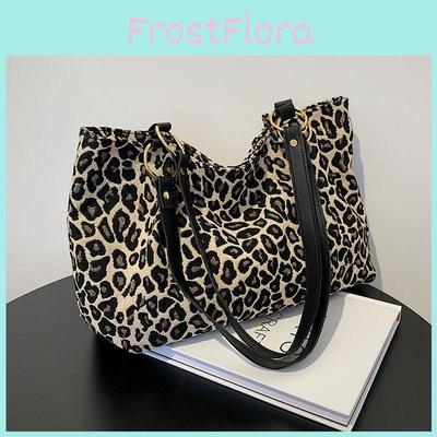 Pu Leopard Print Tote Bag For Streetwear Women With Zipper Closure