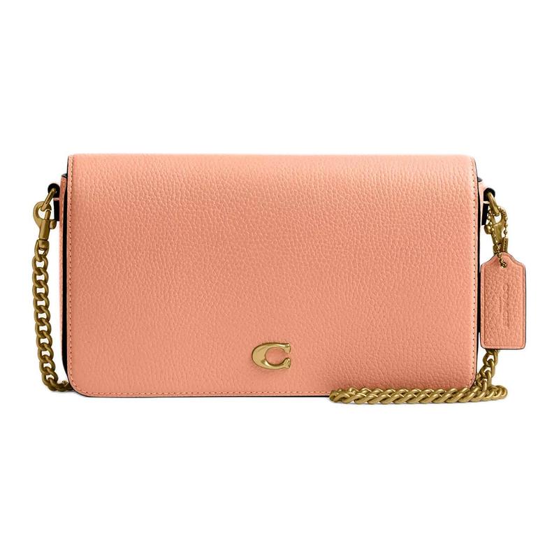 

COACH Mila 21 Gold Hardware Chain Shoulder Strap Pebbled Leather Shoulder Bag Small Women s Brass and Peach золотой