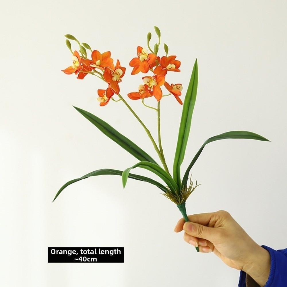 New 2 Fork Artificial Orchid Flower Floral Display Simulation Artificial Faux Plants Pink Fake Silk Flower Home Decor