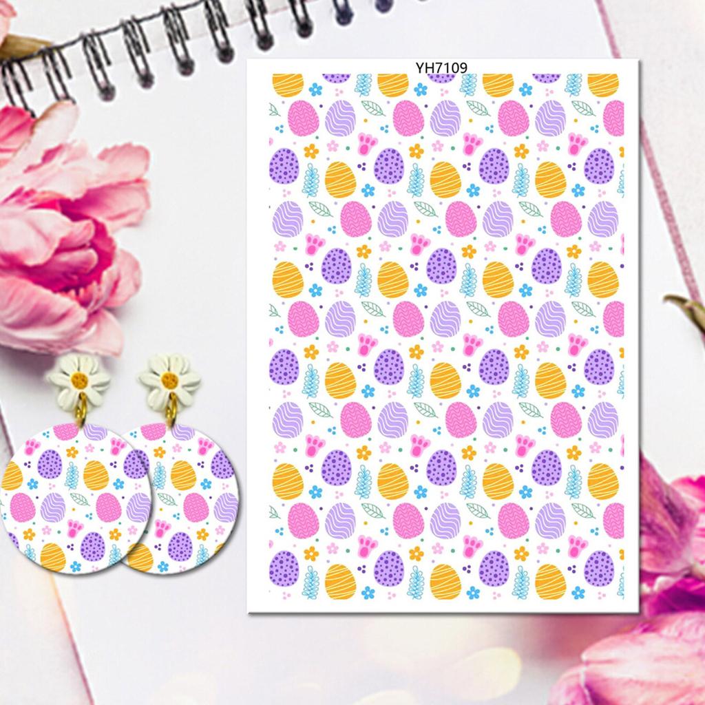 Clay Transfer Paper Easters Colored Eggs Transfer Paper Water Soluble Clay Transfer Sheets Easy To Use for Clay Earrings