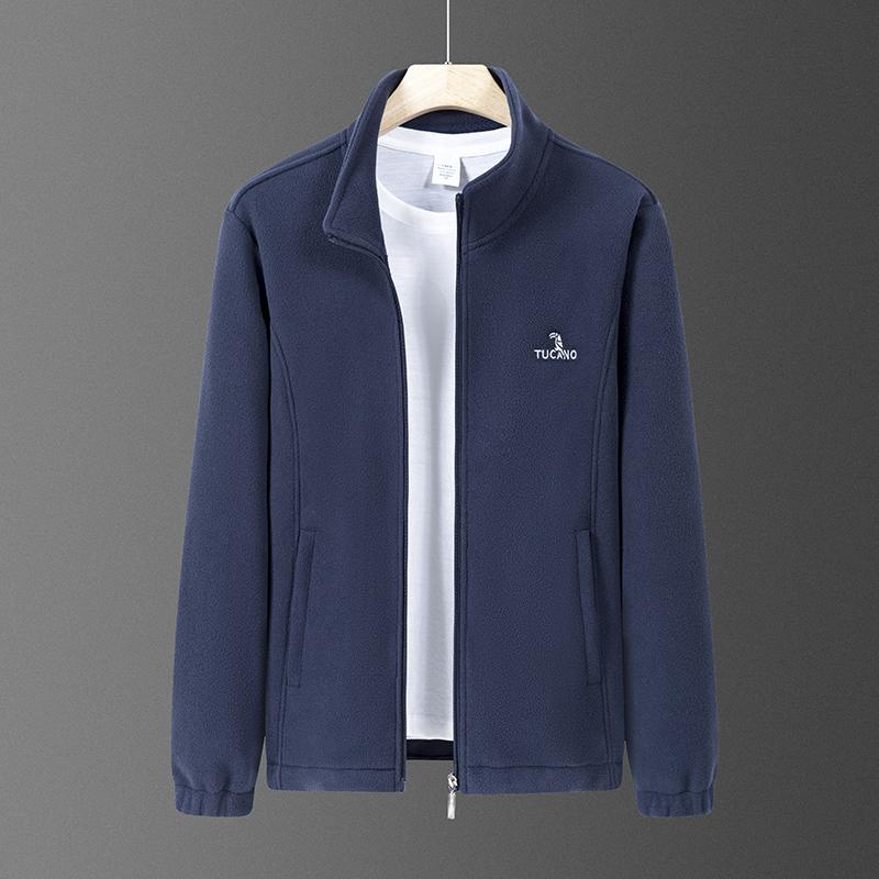 Bestickte Fleecejacke, Herren Frühling Herbst Winter Jacke, Zweiseitige Fleece Fleecejacke, Warme Freizeitjacke
