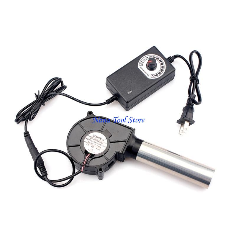 31GJ US Plug BBQ Air Blower Portable BBQ Fan Air Blower Handheld Barbecue Air Fan 12V Lightweight Portable Fan Outdoor